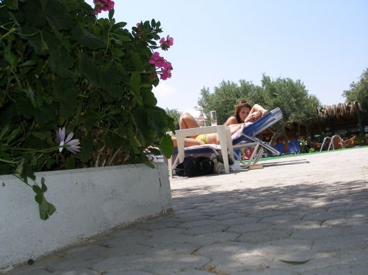 Amber en ik als enige in de tuin